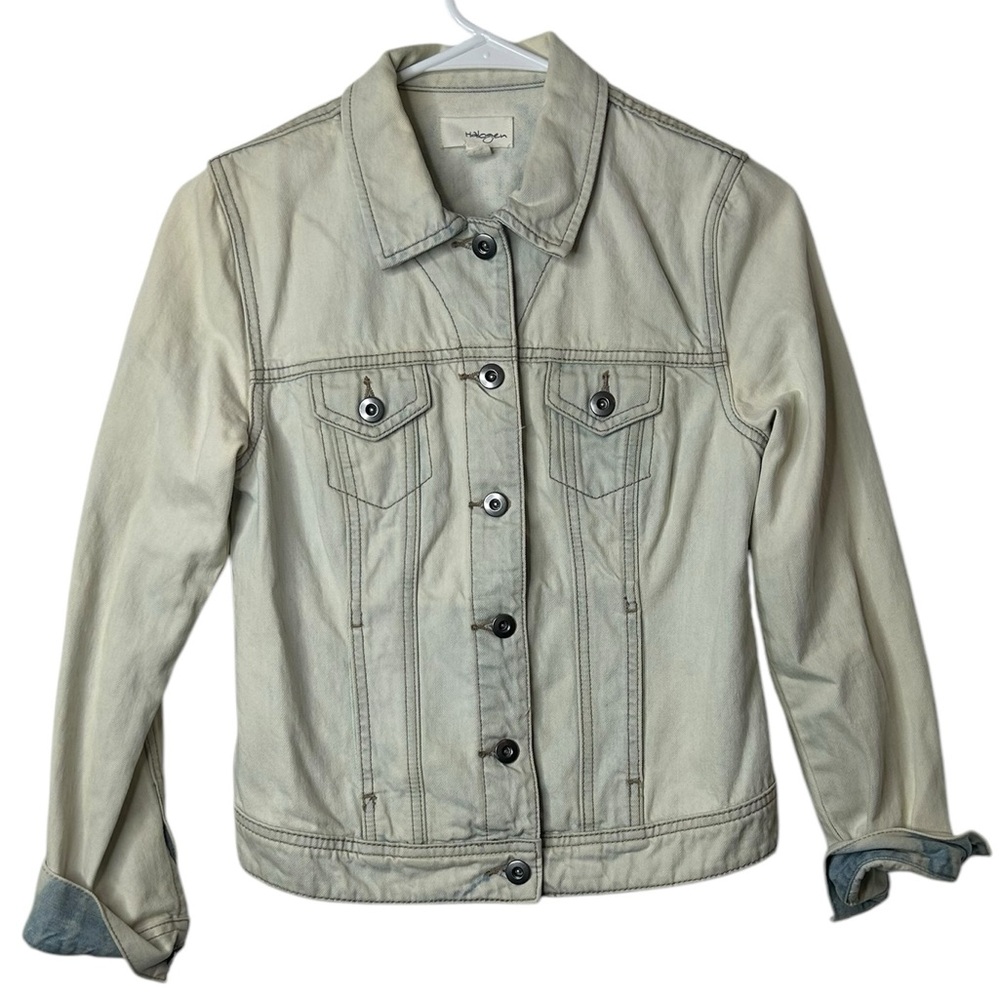 Halogen Womens Denim Button Jacket Size‎ XS Bleached Light Wash